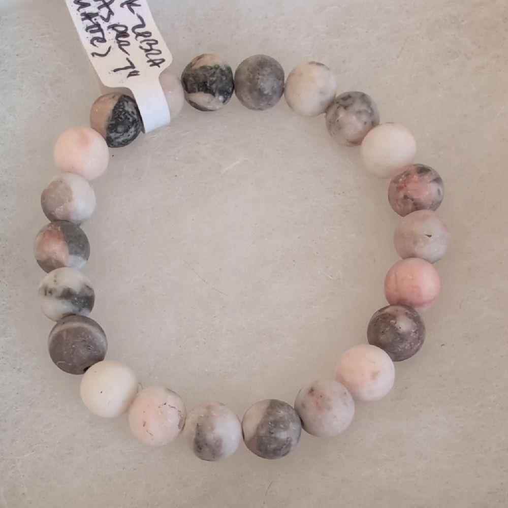 Handmade Matte Pink Zebra Jasper Stretch Bracelet